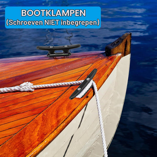 Bootkikkers 4 stuks 75 mm van nylon zwart – touwklemmen – boot kajak accessoires
