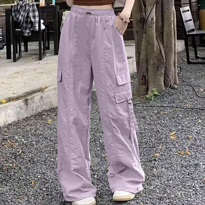 Laden Sie das Bild in Galerie -Viewer, Dames baggy cargobroek met wijde pijpen trekkoord en zakken – streetwear broek – joggingbroek
