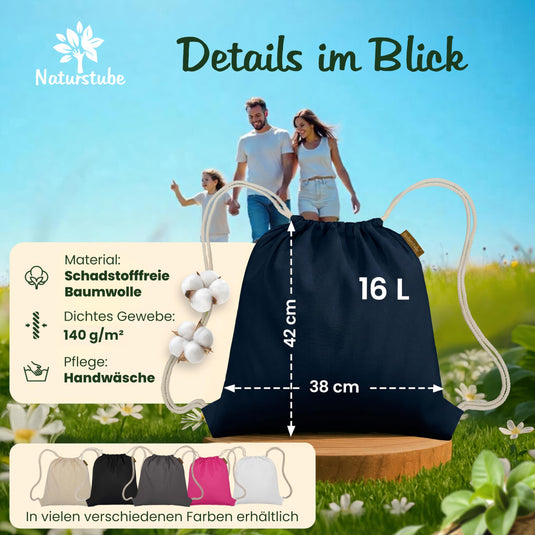 Katoenen gymtas naturel met trekkoord 140 g/m² – sporttas – rugzak