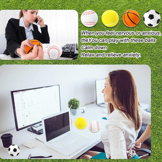 Mini sportballen 12 stuks zachte stressballen 5 cm – voetbal basketbal tennis en honkbal