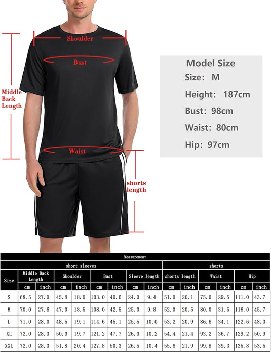 Heren sportset met T-shirt en korte broek