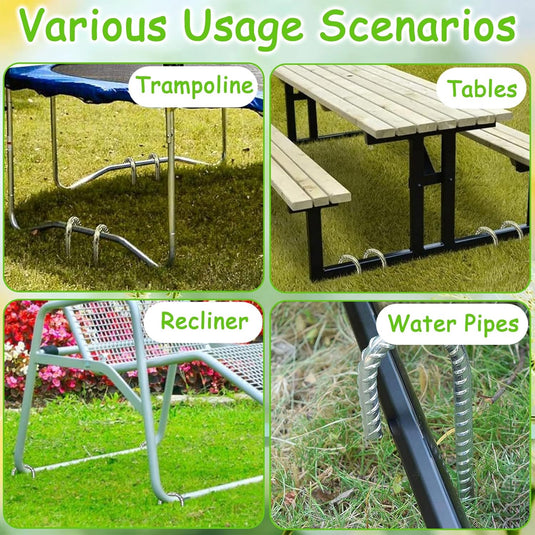 Grondankers 8 stuks 30 cm met J-haak van verzinkt staal – trampoline haringen – stormankers