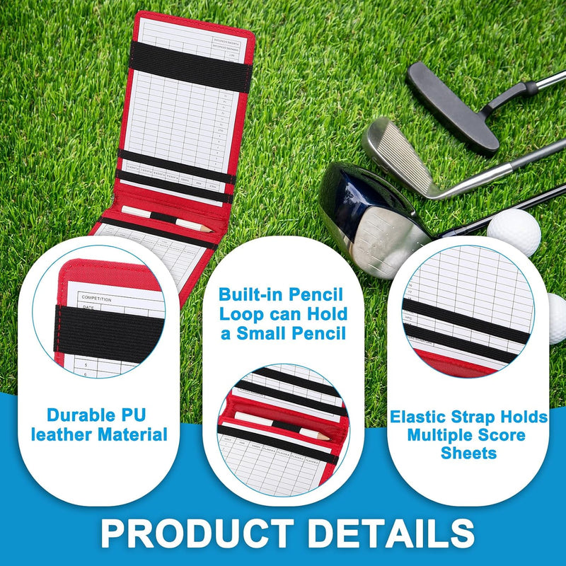 Laden Sie das Bild in Galerie -Viewer, Golf-Scorekartenhalter aus PU-Leder, 18 x 11 cm, mit 4 Scoreblättern – Yardage-Büchlein – Golf-Score-Aufzeichnung
