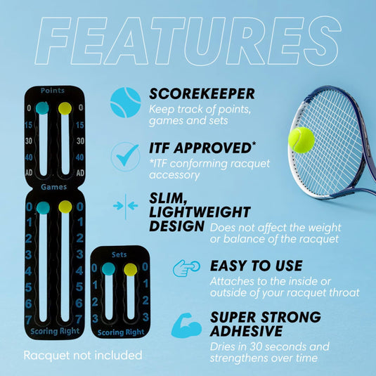 Scoring Right Portable tennis and padel - point counter - easy to assemble scoreboard for recording points, games and sets - ITF compliant and light - weighs