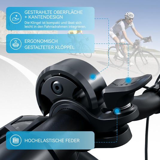 Fietsklingel voor stuur 19-25,4 mm luid en waterbestendig blauw – fietsbel – fietsklingel