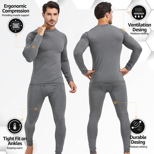 UNIQUEBELLA Functioneel ondergoed voor heren, ademend, ski-ondergoed voor mannen, winter, thermisch ondergoed voor joggen, fietsen, voetbal, skiën, motorfiets, warm