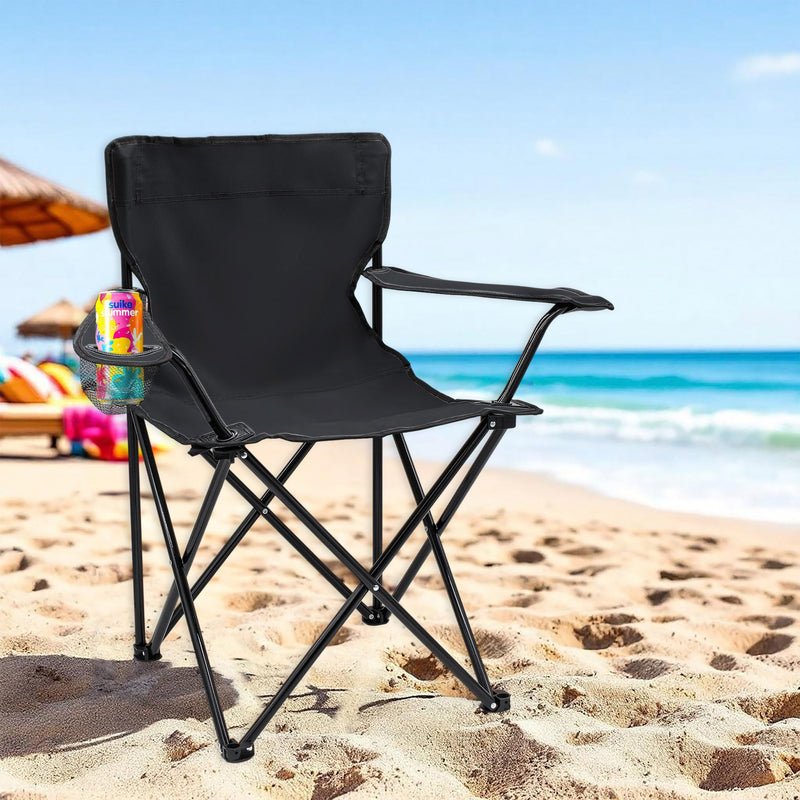 Chargez l'image dans la visionneuse de la galerie, Campingstoelen Opvouwbaar 2 Stuks met Bekerhouder tot 100 kg – Vouwstoel – Kampeerstoel
