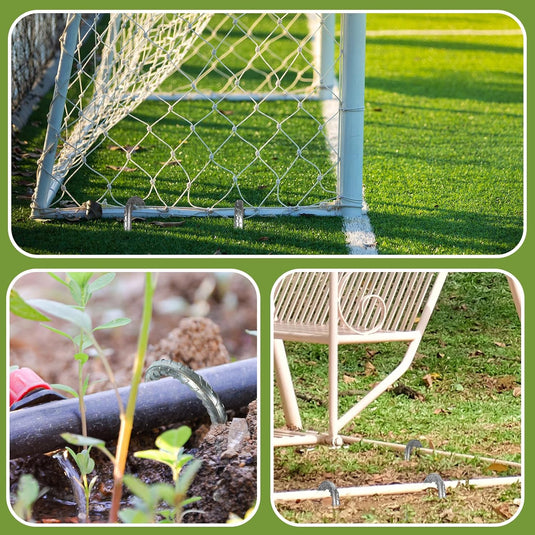 Grondankers 6 stuks 30 cm met J-haak van verzinkt staal – trampoline haringen – stormankers