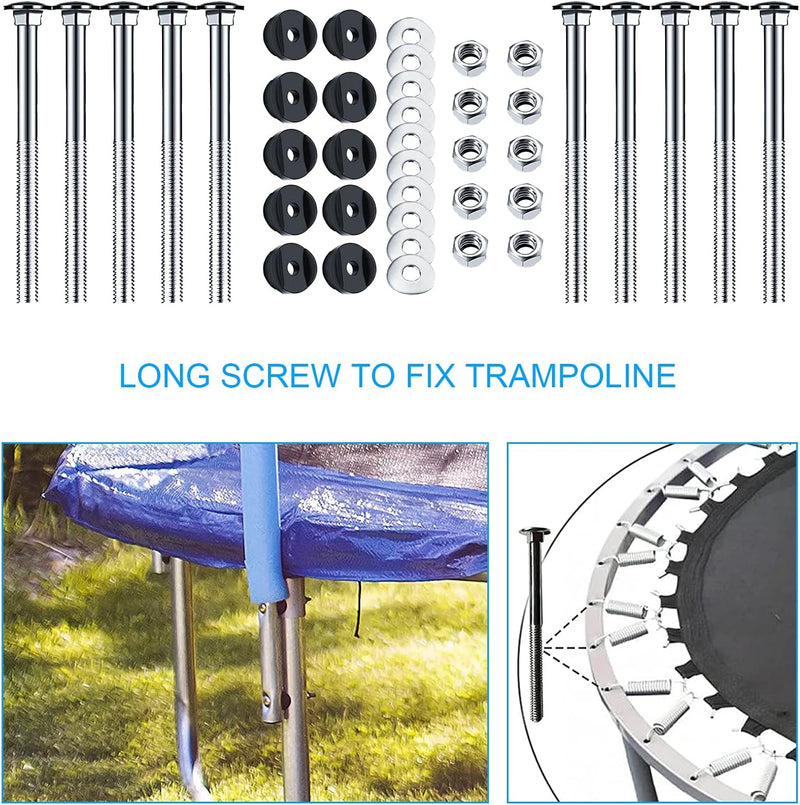 Load image into Gallery viewer, Trampoline schroeven 10 stuks 77 mm met moeren en sluitringen – bevestigingsbouten – trampoline accessoires
