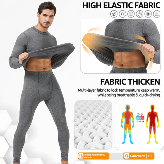 UNIQUEBELLA Functioneel ondergoed voor heren, ademend, ski-ondergoed voor mannen, winter, thermisch ondergoed voor joggen, fietsen, voetbal, skiën, motorfiets, warm