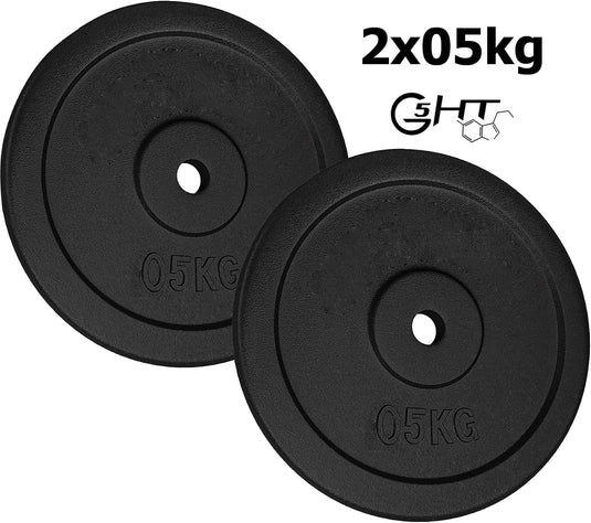 G5 HT SPORT Halterschijven van gietijzer, gatdiameter: 25 mm, voor sportschool en thuisgymnastiek, 0,5 tot 20 kg, voor halters en lange halters