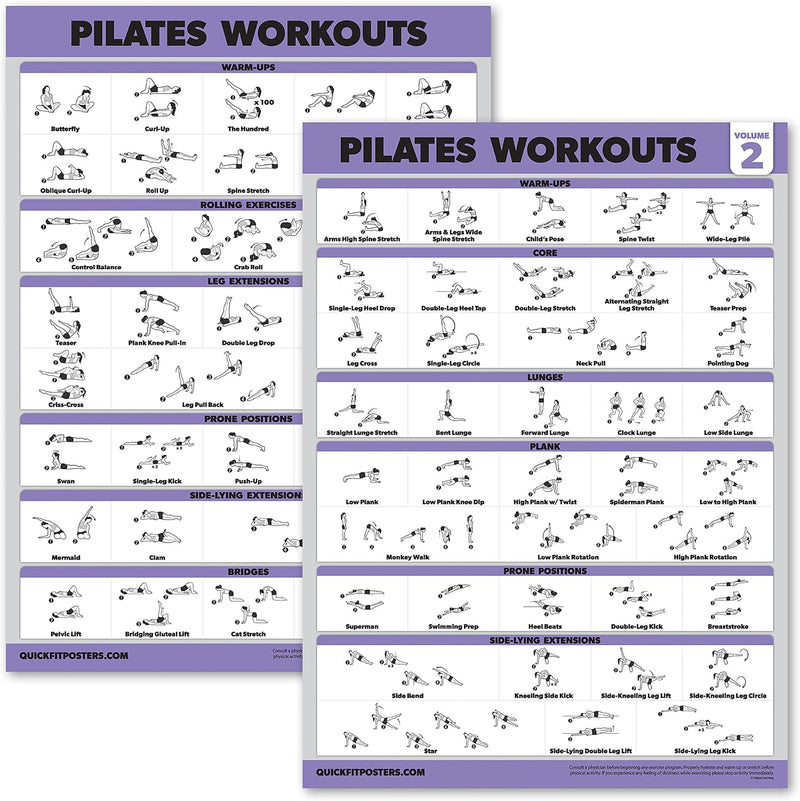 Laad afbeelding in Galerijviewer, Pilates workout posters set van 2 gelamineerd
