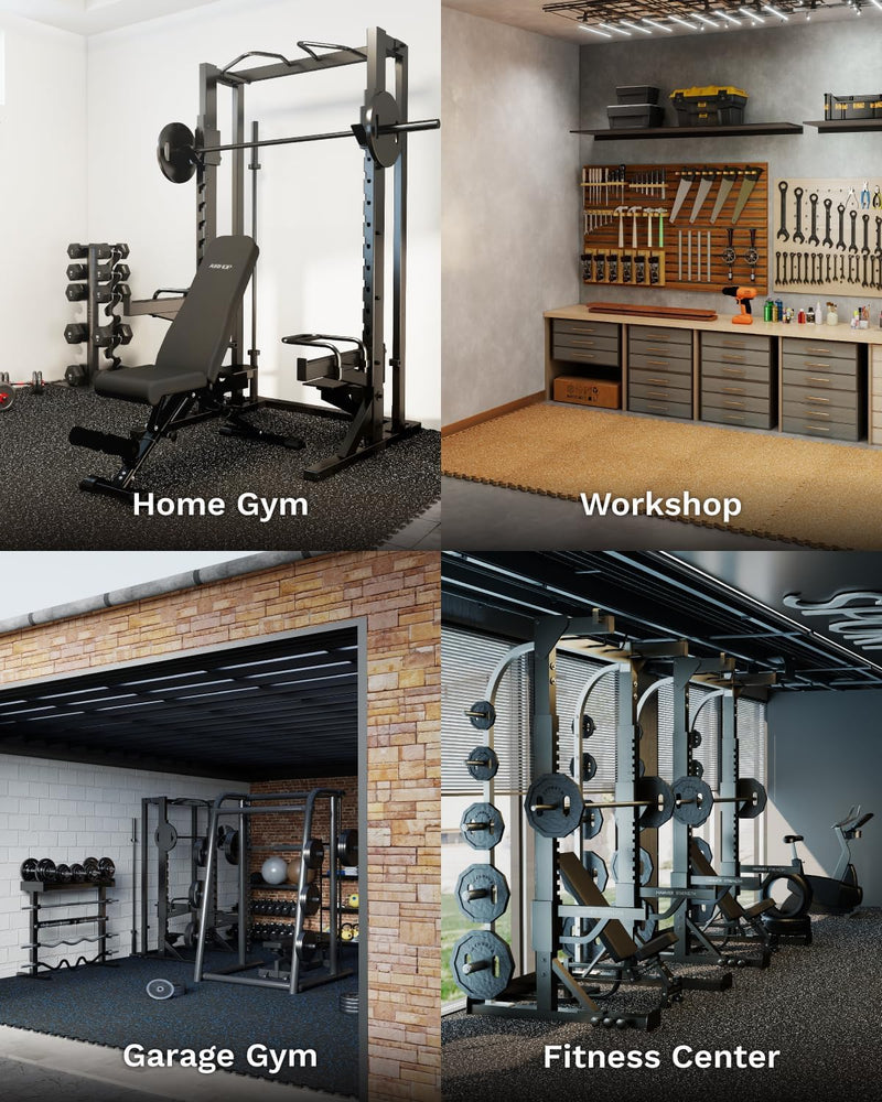 Laden Sie das Bild in Galerie -Viewer, Puzzelmat fitness 12 stuks – 60 x 60 x 1,4 cm – antislip rubber en EVA vloerbescherming voor homegym – zwart/wit
