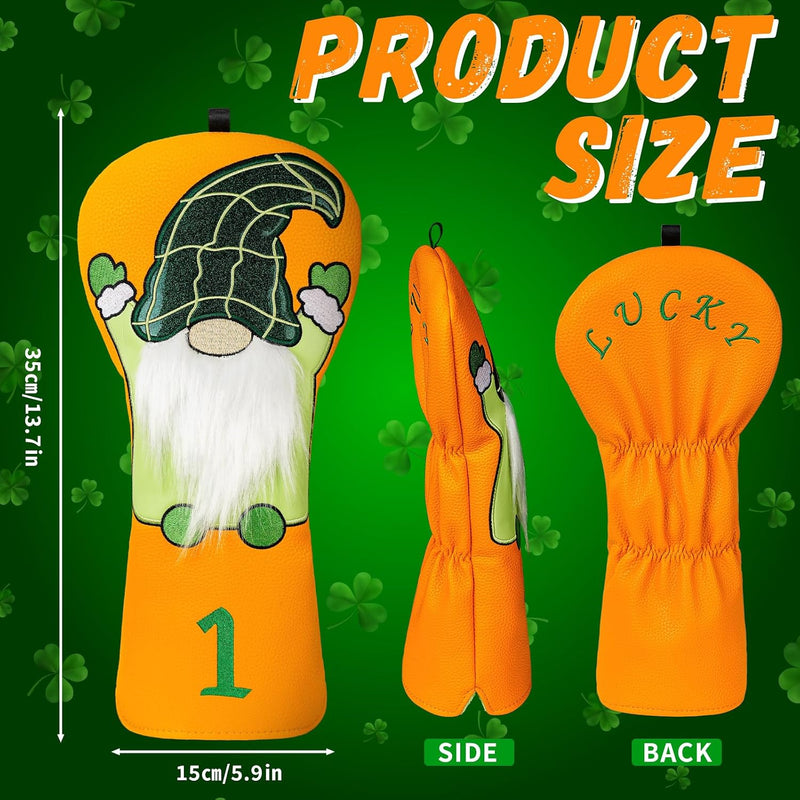 Load image into Gallery viewer, Golfclub beschermhoes van kunstleer met Ierse kabouter voor driver en houten golfclubs – golfheadcover – golfdecoratie
