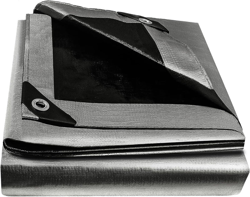 Laden Sie das Bild in Galerie -Viewer, Waterdicht afdekzeil 4 x 5 meter 180 g/m² met ogen groen-zilver – PE dekzeil – beschermzeil
