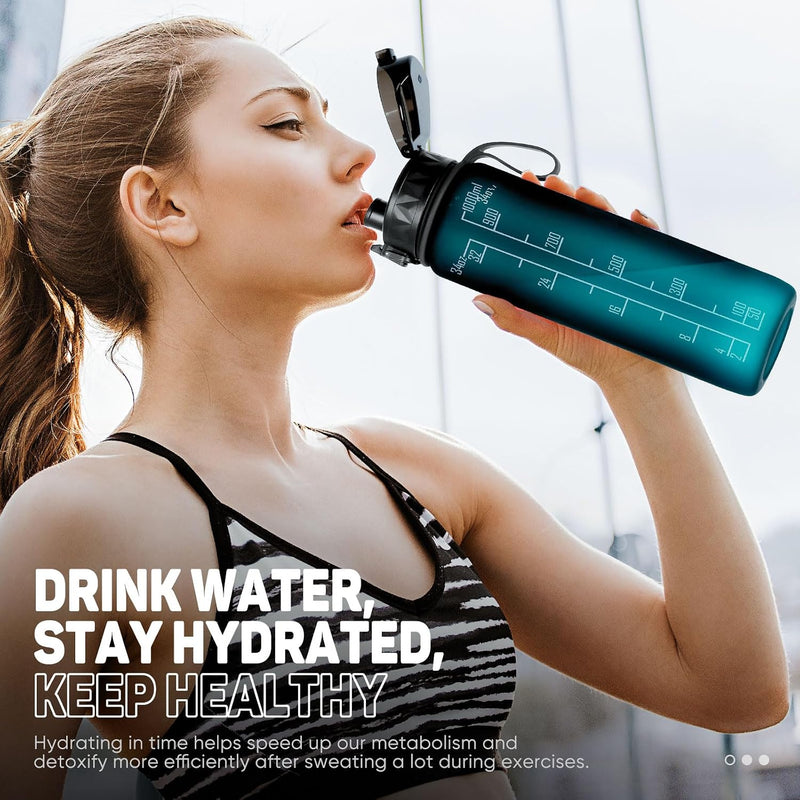 Chargez l'image dans la visionneuse de la galerie, Drinkfles 1 liter BPA-vrij met antislip grip en lekvrije sluiting – waterfles – sportfles
