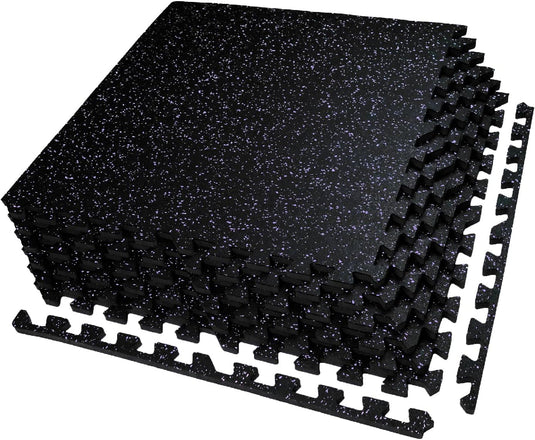 Puzzelmat fitness 12 stuks – 60 x 60 x 1,4 cm – antislip rubber en EVA vloerbescherming voor homegym – zwart/wit