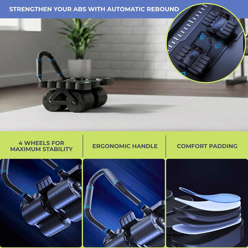 Load image into Gallery viewer, Ab roller met automatische rebound elleboogsteun en telefoonhouder – buikspiertrainer – ab wheel
