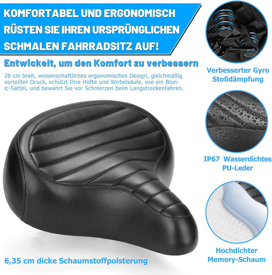 Breed comfortabel fietszadel bruin met dubbele vering
