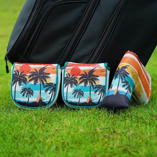 Golf putter beschermhoes met magnetische sluiting 16,8 x 13 cm van kunstleer – putter headcover – golfclub bescherming
