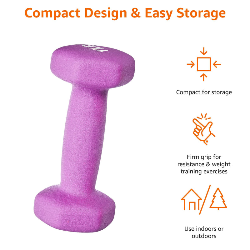 Load image into Gallery viewer, Amazon Basics Neopren Hanteln Gewichte, Hantelset, 2er-Set, 1–5kg, Sechseckig, für Krafttraining und Fitnesskurse
