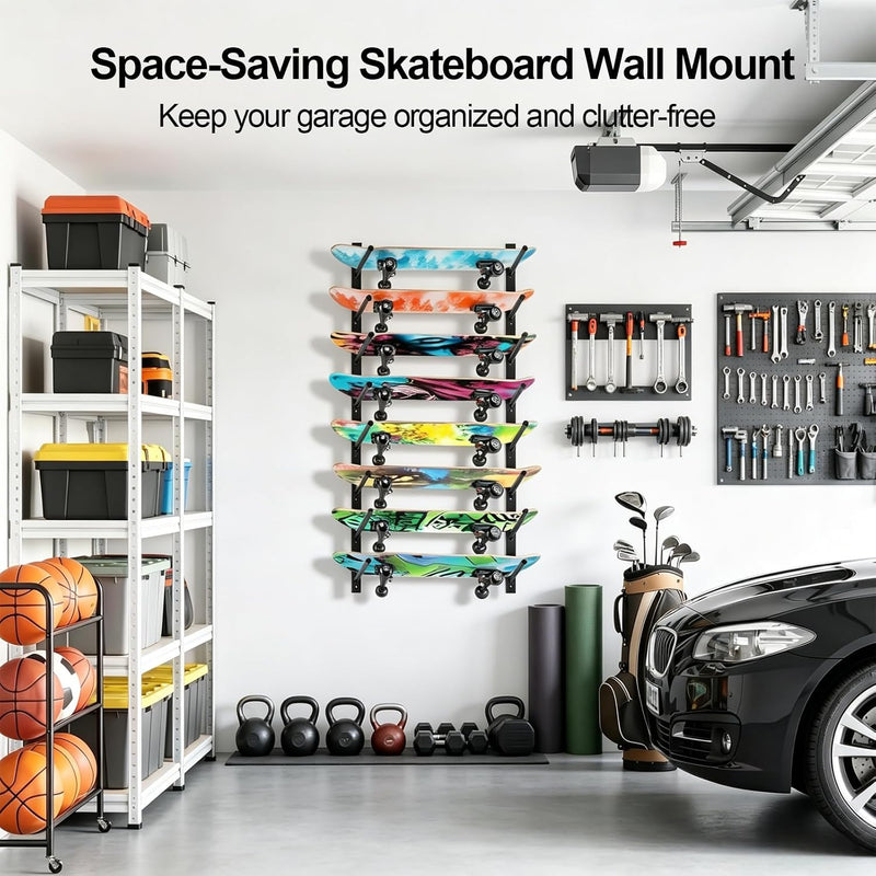 Laad afbeelding in Galerijviewer, Skateboard wandhouder horizontaal zwart
