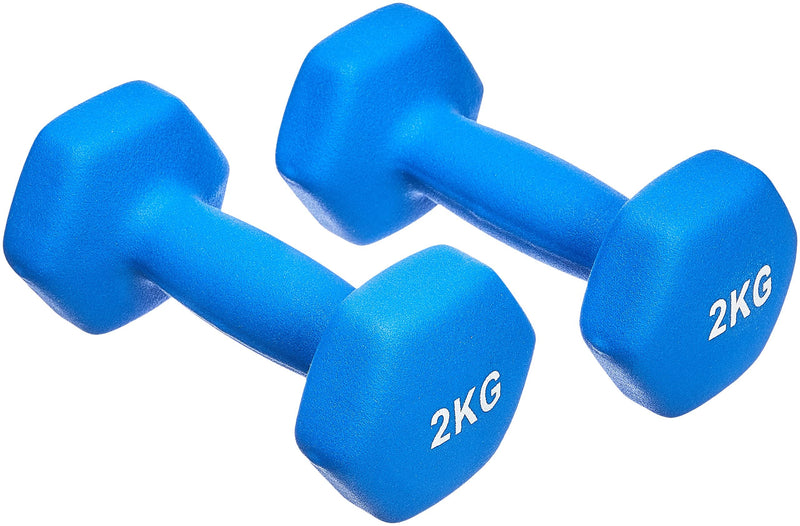 Load image into Gallery viewer, Amazon Basics Neopren Hanteln Gewichte, Hantelset, 2er-Set, 1–5kg, Sechseckig, für Krafttraining und Fitnesskurse
