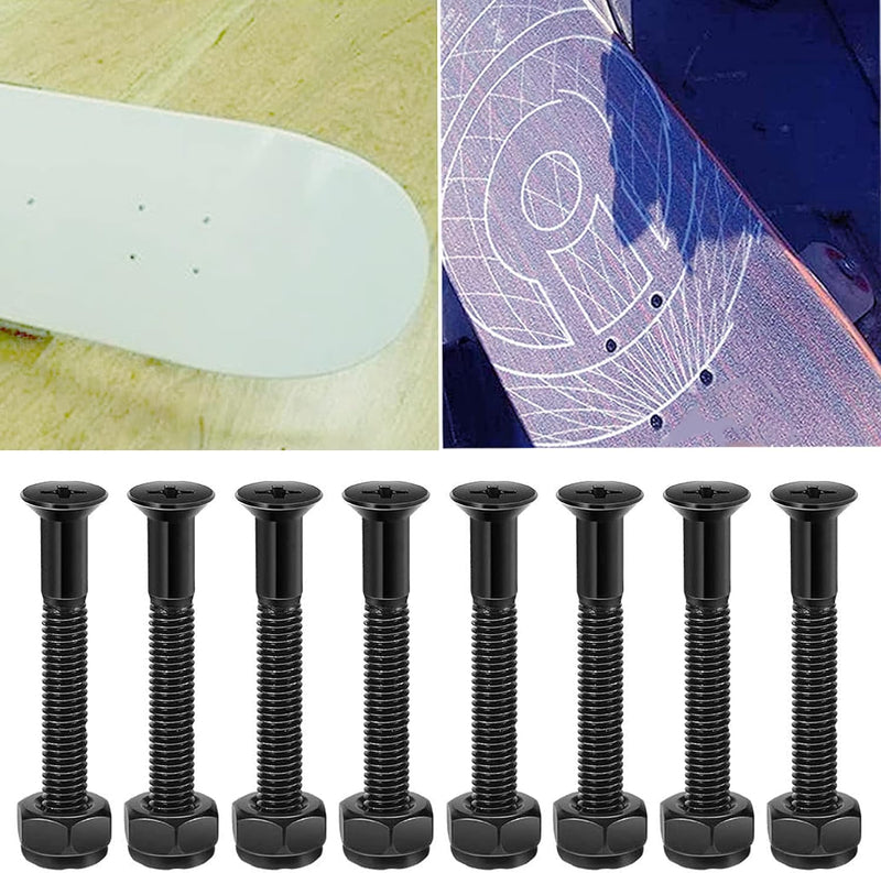 Carica immagine in Galleria Viewer, Skateboard schroeven met moeren en sleutel 8 stuks zwart – truck montagebouten – skate accessoires
