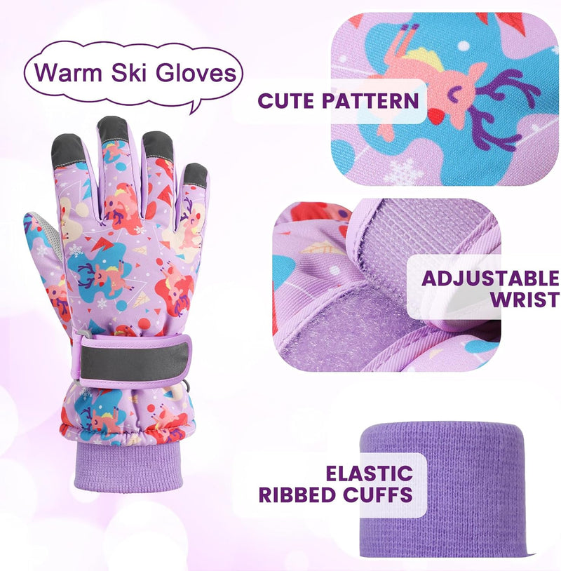 Laad afbeelding in Galerijviewer, Waterdichte skihandschoenen voor kinderen 4-6 jaar violet
