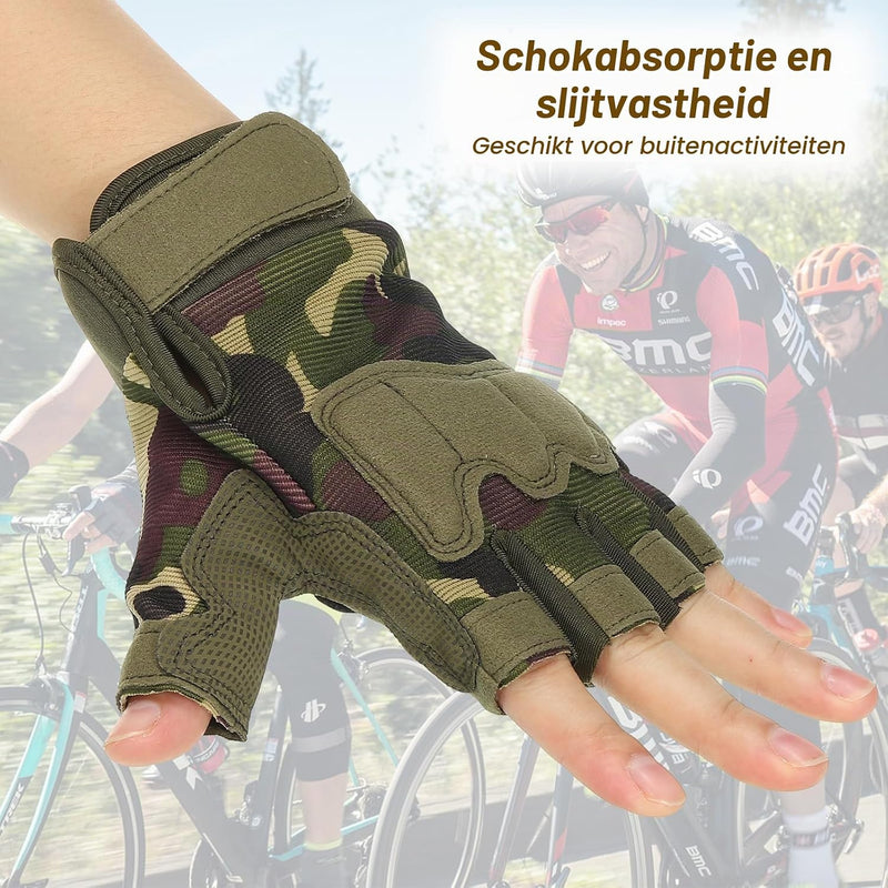 Load image into Gallery viewer, Vingerloze sporthandschoenen heren maat L camouflage – halve vingerhandschoenen – fiets klim accessoires

