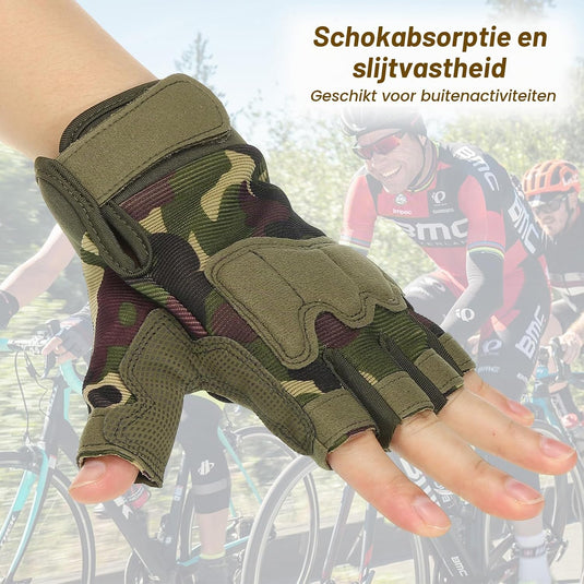 Vingerloze sporthandschoenen heren maat L camouflage – halve vingerhandschoenen – fiets klim accessoires