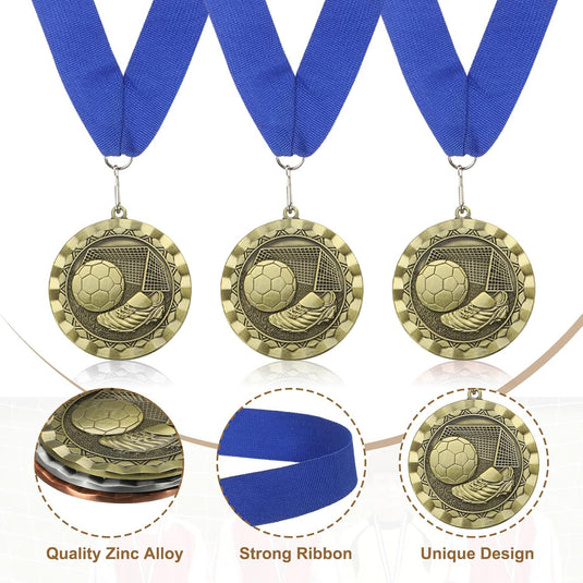 Voetbal medaille met neklint van zinklegering – sportmedaille – prijs en trofee