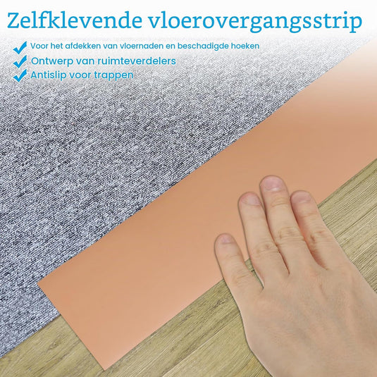Zelfklevende vloer overgangsstrip 7,6 cm x 1 m - Vinyl laminaat afdekstrip & naadprofiel - Vloerovergangsstrip drempelprofiel