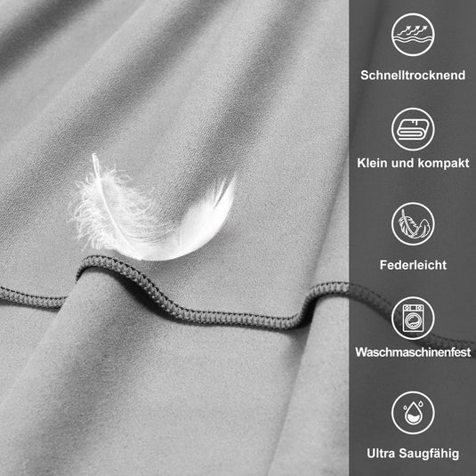 Fitnesshanddoek Microvezel 120x50 cm Sneldrogend met Ritsvak – Sporthanddoek – Reishanddoek