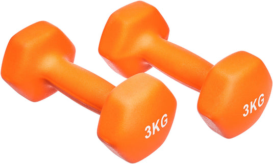 Amazon Basics Neopren Hanteln Gewichte, Hantelset, 2er-Set, 1–5kg, Sechseckig, für Krafttraining und Fitnesskurse