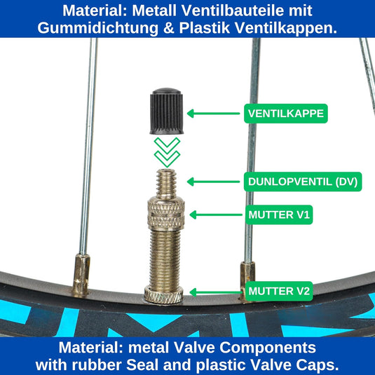 Fietsventiel Reparatieset 20-delig voor Dunlopventiel tot 6 Bar – Ventielset – Fietsaccessoires