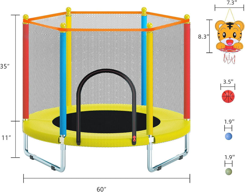 Chargez l'image dans la visionneuse de la galerie, Kindertrampoline 150 cm met veiligheidsnet en basketbalring tot 204 kg – trampoline – indoor outdoor
