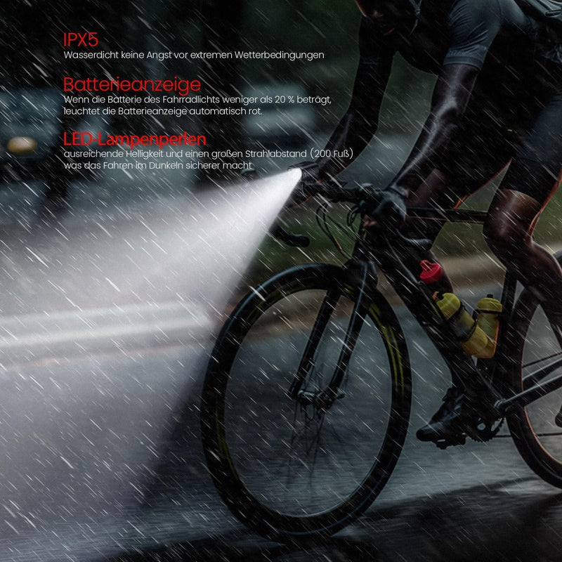 Load image into Gallery viewer, Oplaadbare fietsverlichting set met voorlicht en achterlicht met remsensor – fietslamp – LED fietslicht
