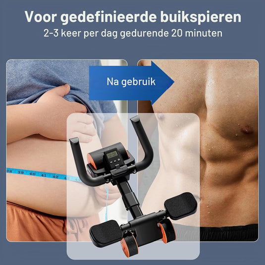 Ab roller met elleboogsteun automatische rebound en timer – buikspiertrainer – ab wheel