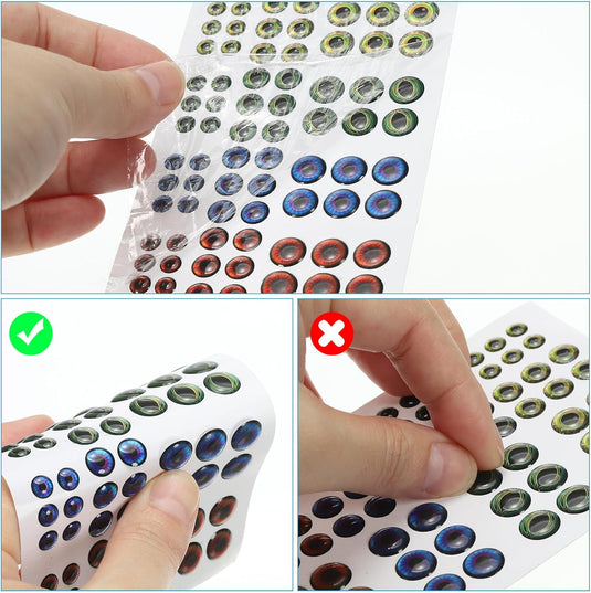 Glow in the dark 3D visoog stickers 3 mm (300 stuks) - Lichtgevende kunstaas ogen - Vliegbinden & visgerei accessoires