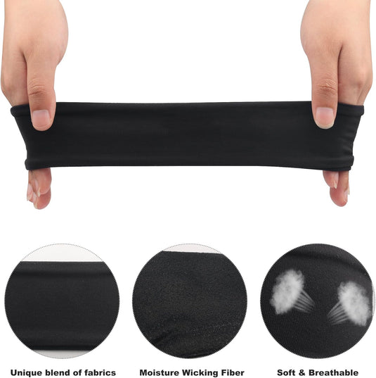 ipow 2 stuks sporthoofdband, zweetband, antislip, uniseks, ideaal voor tennis, hardlopen, crossfit, fitness voor dames en heren, zwart