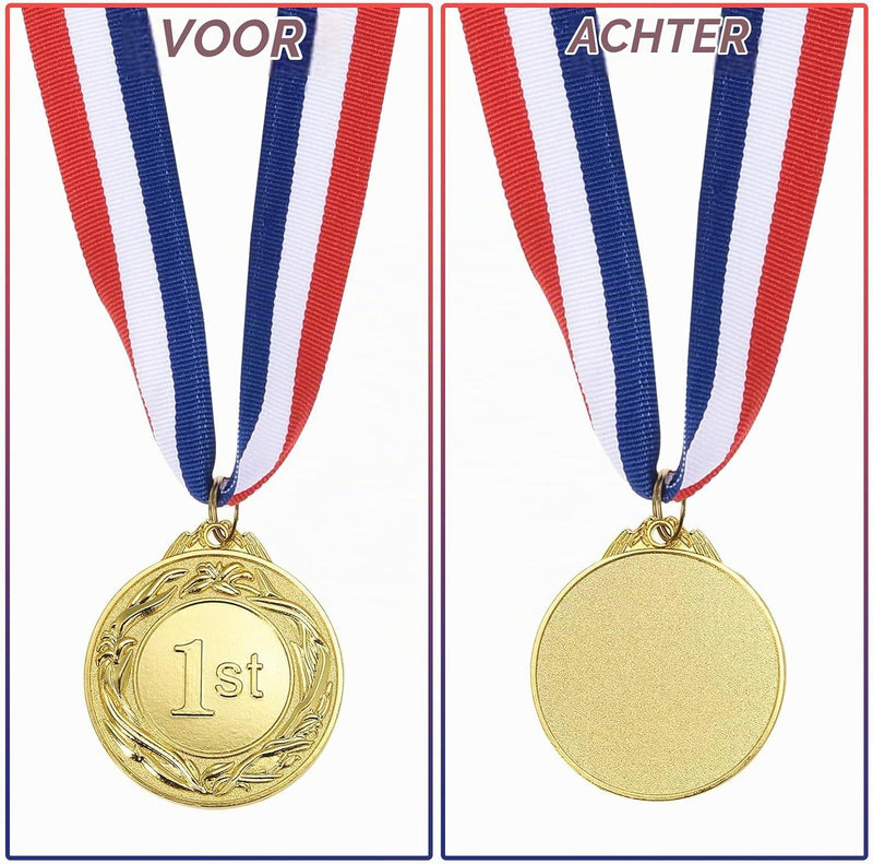 Carica immagine in Galleria Viewer, Medaglie d'oro 3 pezzi 6,5 cm per il 1º posto con nastro da collo – medaglie sportive – premi e trofei
