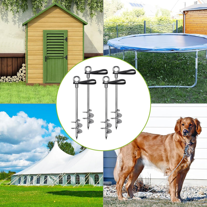 Load image into Gallery viewer, Grondankers 6 stuks 45 cm heavy duty met spanbanden en booradapter – trampoline ankers – stormankers

