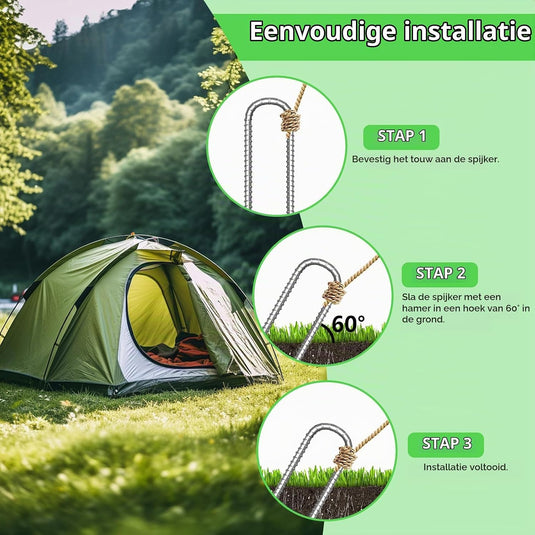 Grondankers 6 stuks 30 cm U-vorm met schroefdraad – trampoline haringen – stormankers