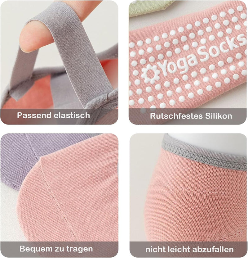 Carica immagine in Galleria Viewer, Antislip sokken dames 4 paar maat 35-40 met siliconen grip – yoga pilates trampoline sokken
