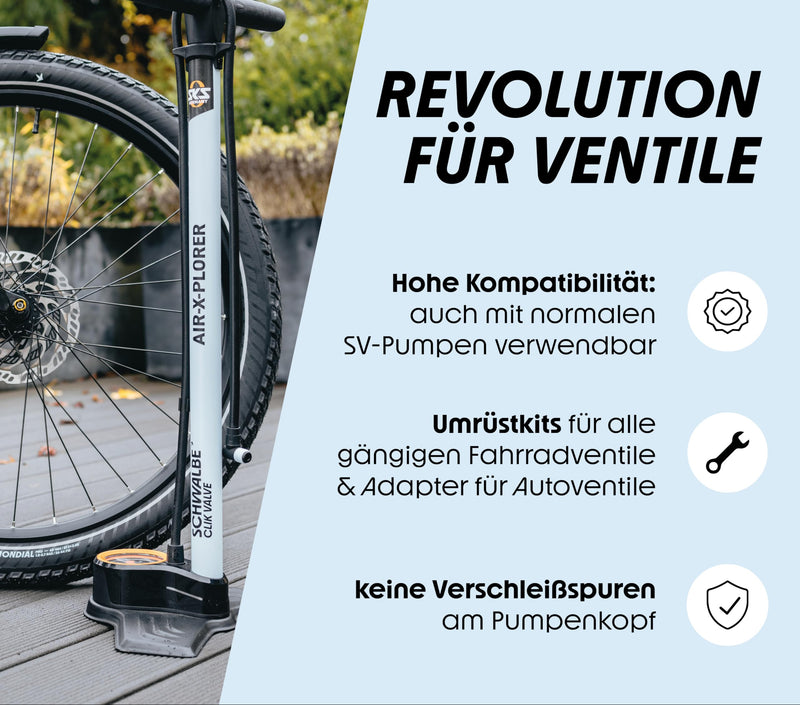 Load image into Gallery viewer, Fietsventiel ombouwset voor SV ventielen met pompkop adapter – ventieladapter – fietsaccessoires
