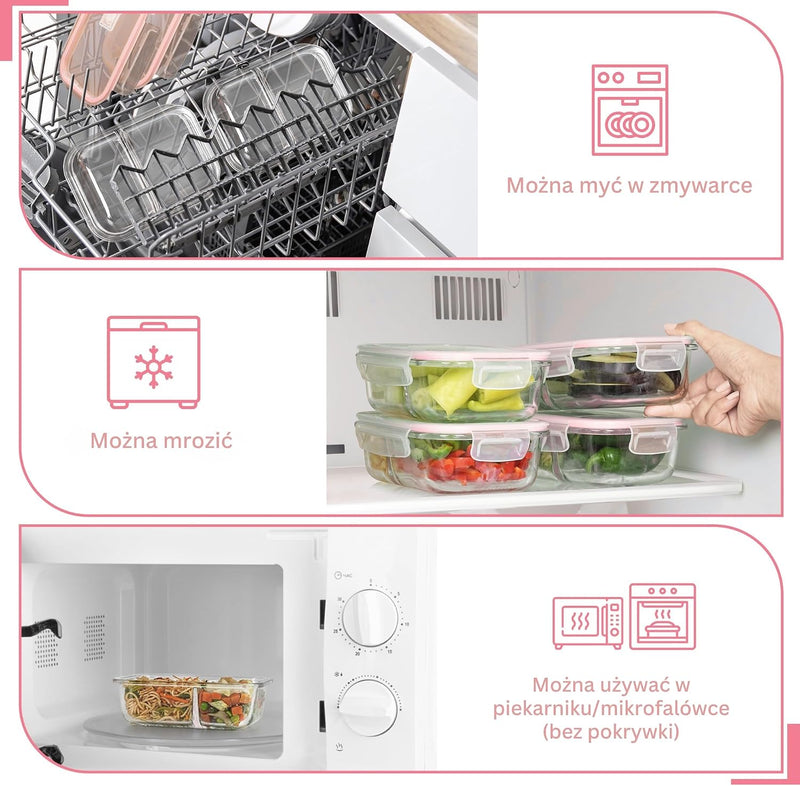 Laad afbeelding in Galerijviewer, Glazen meal prep bakjes set van 5 met 2 vakken

