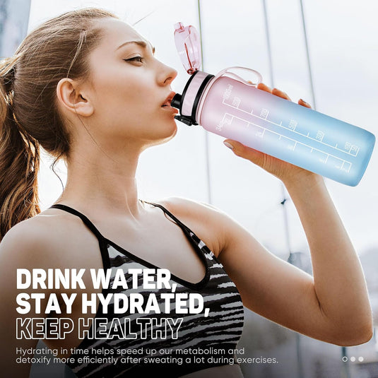 Drinkfles 1 liter BPA-vrij met antislip grip en lekvrije sluiting – waterfles – sportfles