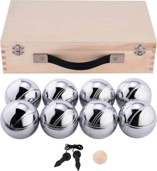 Engelhart - 010206 - Petanque ballen set (8 bouleballen) luxe petanque spellen - boules set in houten kist, 8 stuks - Jeu de boules -
