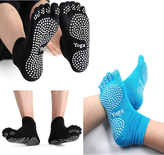 Dames Yoga Sokken Antislip Sportsokken Met Rubberen Zolen, Dames Teen Sokken Voor Pilates Yoga Dans Gym Vechtsporten, 4 paar